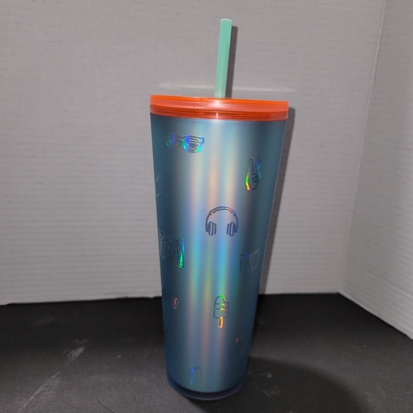 Starbucks Back to School Icy Blue Soft Touch Emoji 2022 Venti 24oz Tumbler - Picture 3 of 6